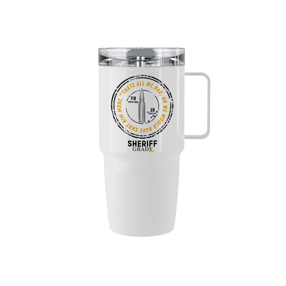 20 oz stainless steel Out of Bullets tumbler from Grady Judd collection