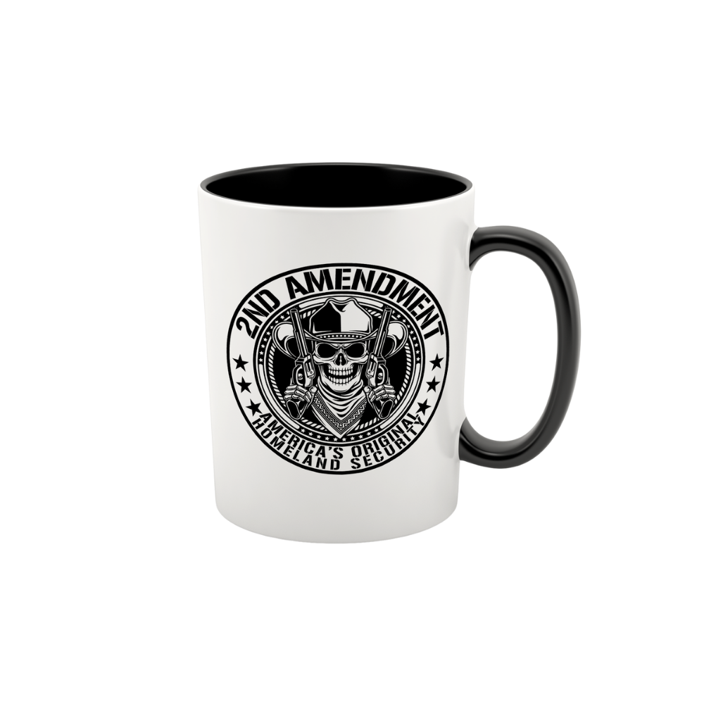 15 oz ceramic coffee mug featuring Second Amendment Homeland Security design