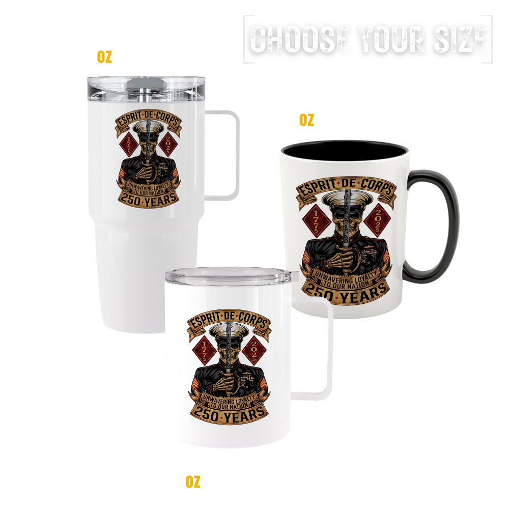 Esprit De Corps tumblers and mugs honoring veteran unity