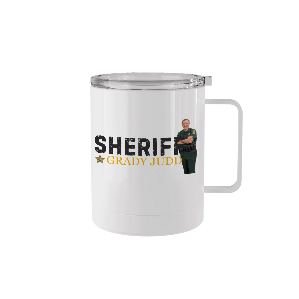 12 oz stainless steel Sheriff Grady Judd portrait mug with handle