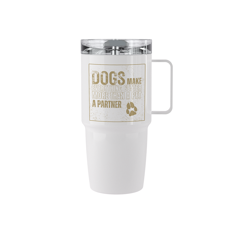20 oz stainless steel Dogs Make Everything Better tumbler with paw print design