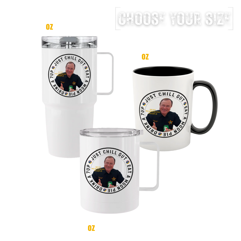 Grady Judd Just Chill tumblers & mugs available in stainless steel and ceramic