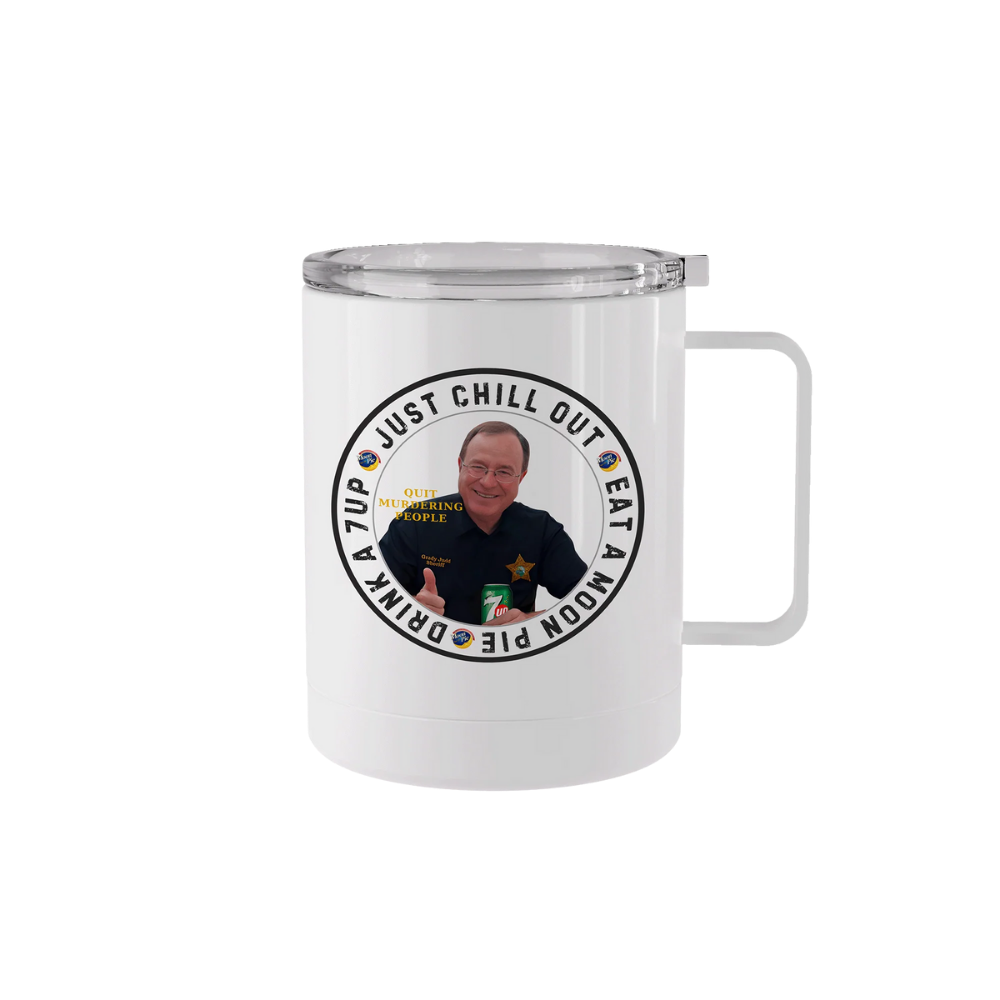 12 oz stainless steel Just Chill mug with handle