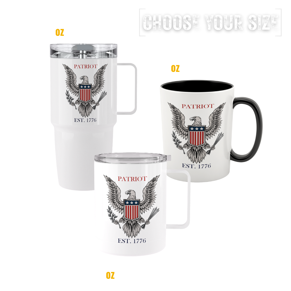 Patriot Eagle tumblers and mugs with American 1776 eagle design