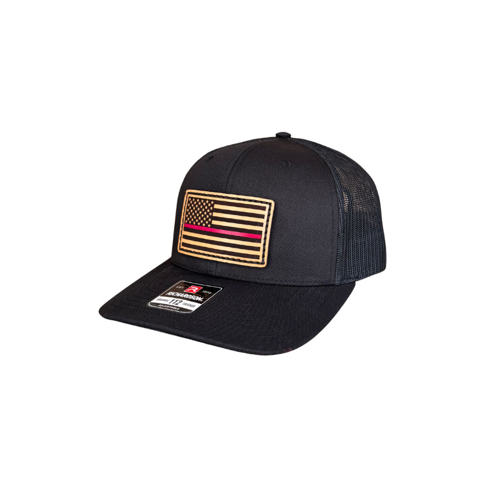 Dark Horse | Black “Thin Red Line” American Flag Trucker Hat