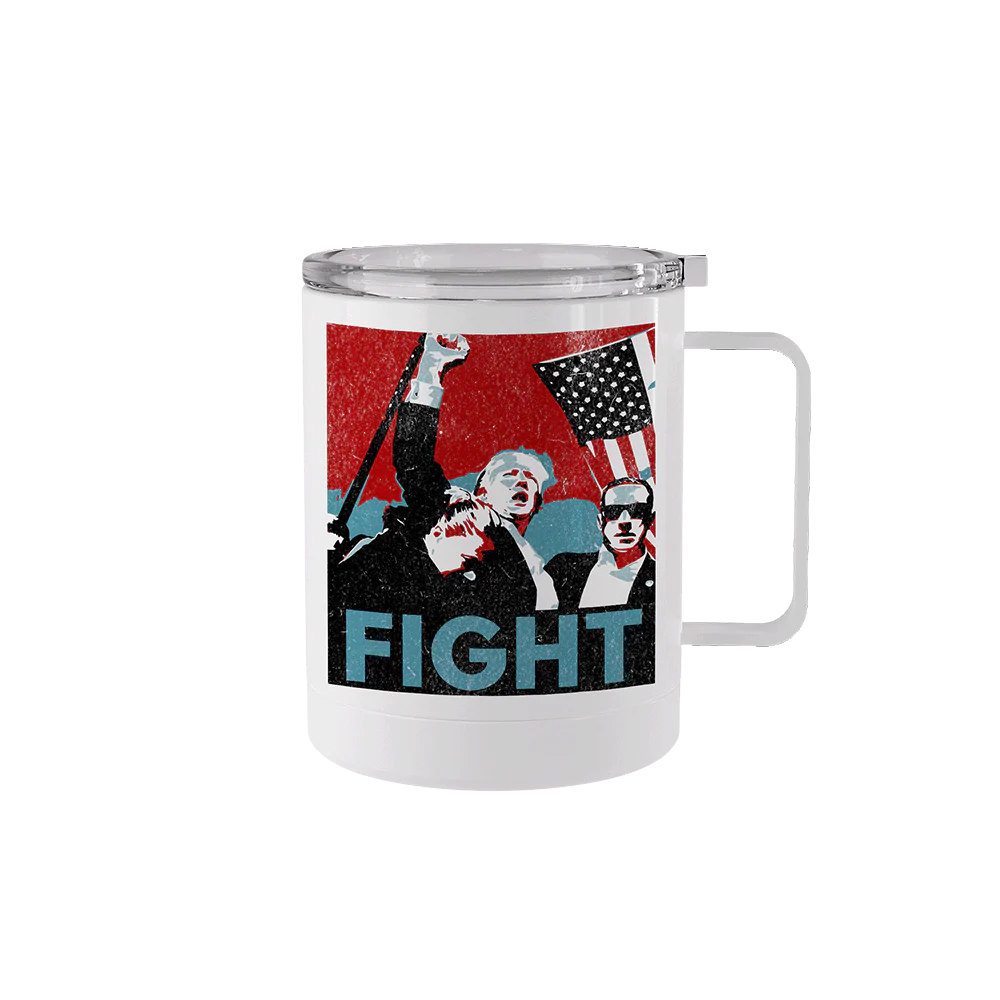 12 oz stainless steel Trump Fight Retro mug with handle