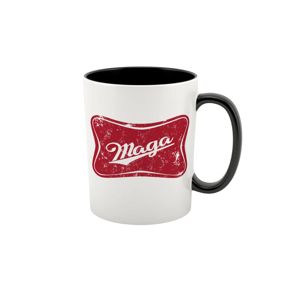 15 oz ceramic MAGA High Life mug with retro political design