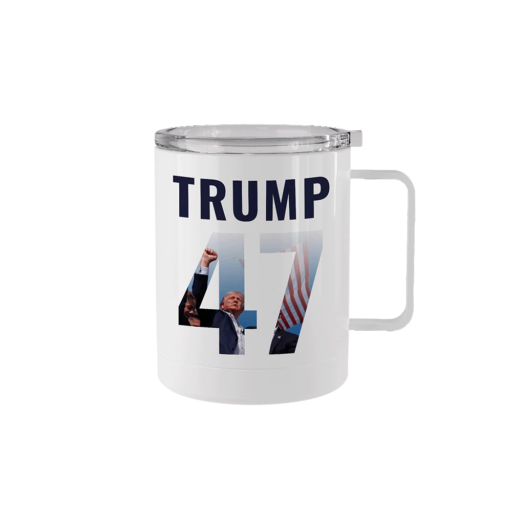 12 oz stainless steel Trump 47 mug with handle