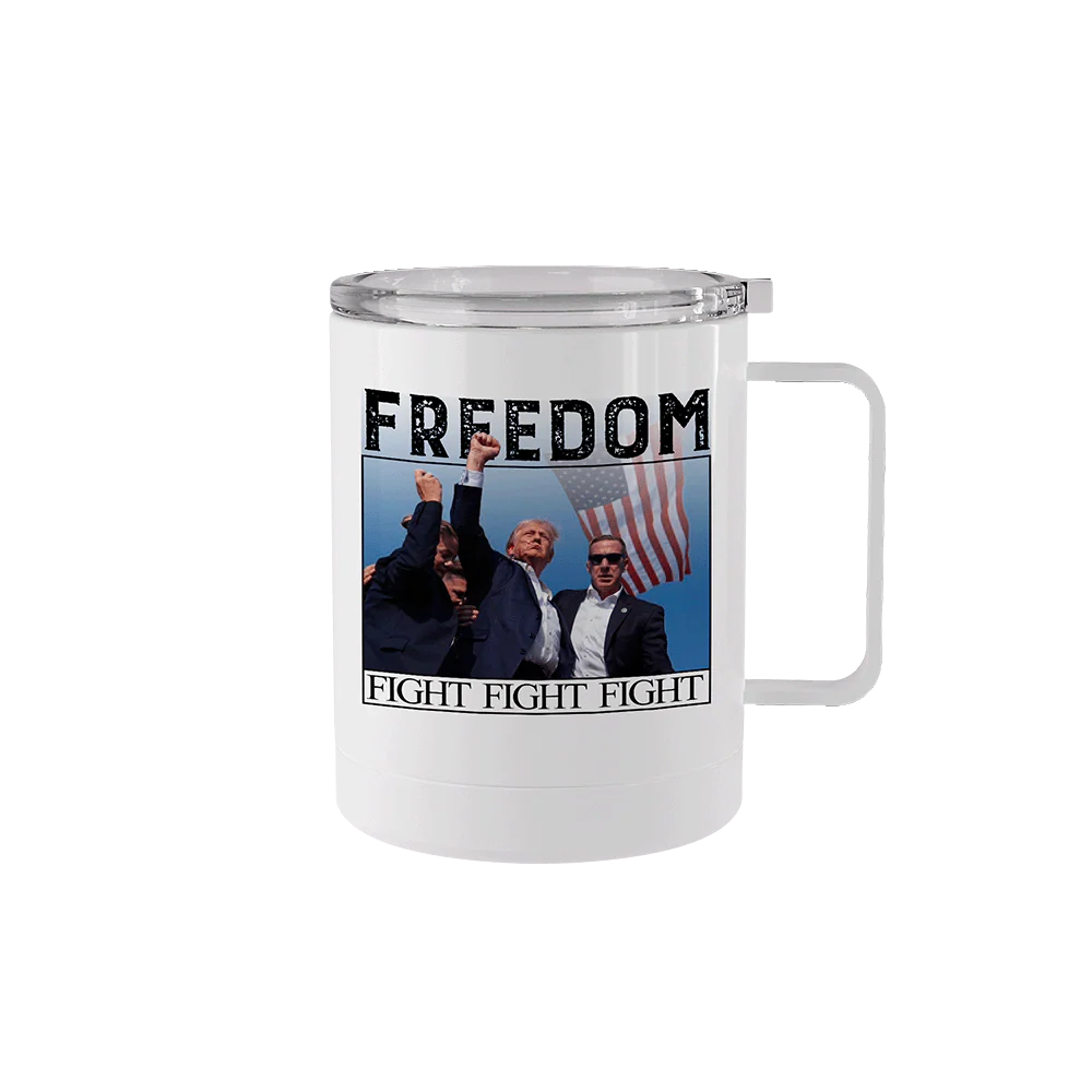 12 oz stainless steel Trump Fight mug with handle