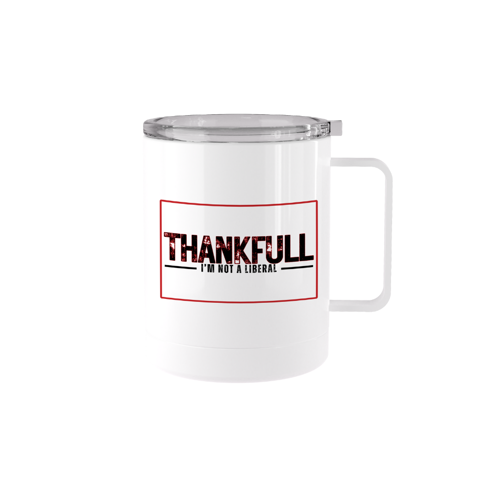 12 oz stainless steel Trump Thankful tumbler mug with handle