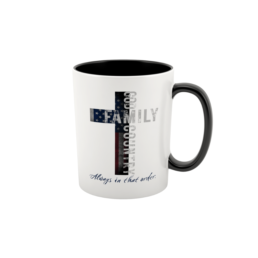 15 oz ceramic Patriotic Cross mug with Christian patriotic message