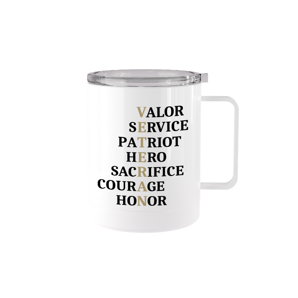 12 oz stainless steel Respect and Honor tumbler mug with handle