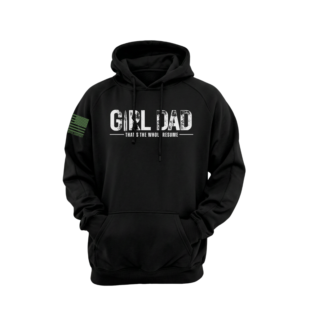Girl Dad Black pullover hoodie featuring the Girl Dad design — designed and printed in Florida by an American-owned small business.