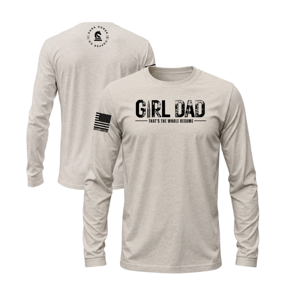 Girl Dad Sand long sleeve t-shirt featuring the Girl Dad design — designed and printed in Florida by an American-owned small business.