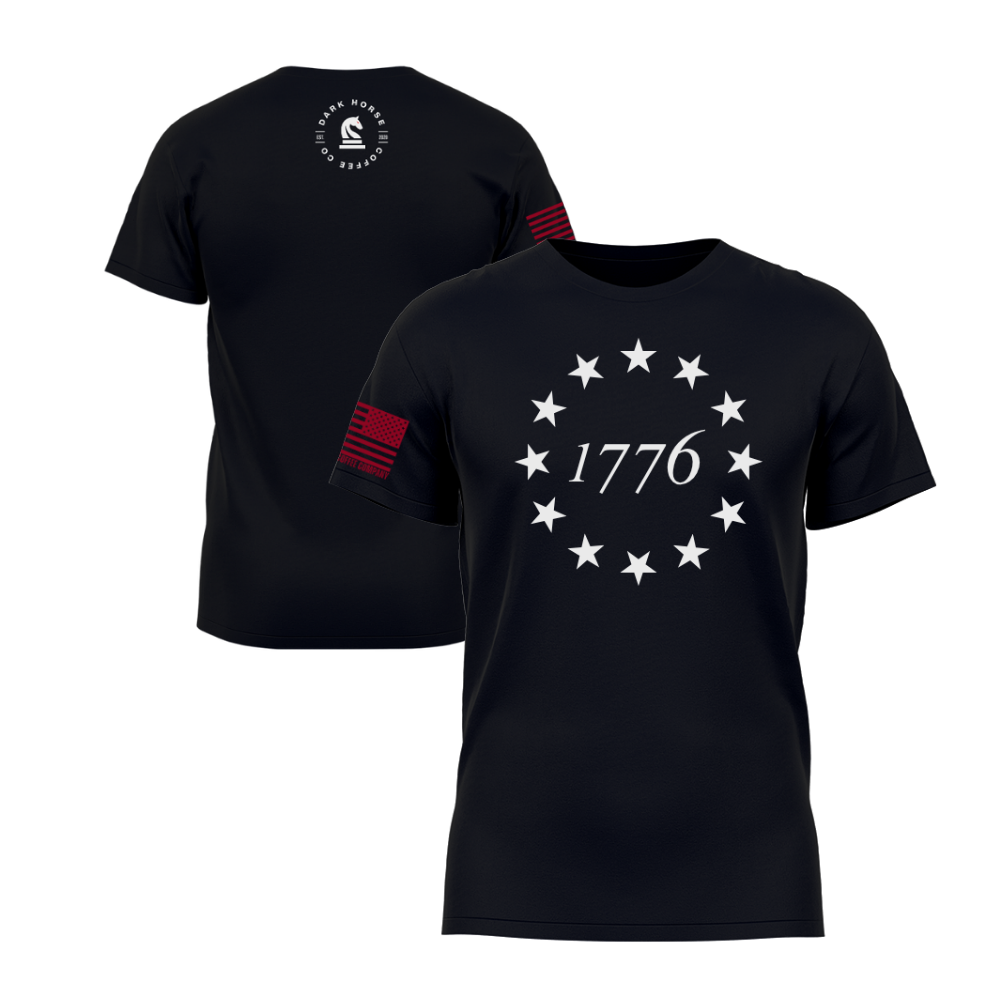 Heritage 1776 Black short sleeve t-shirt featuring the Heritage 1776 design — designed and printed in Florida by an American-owned small business.
