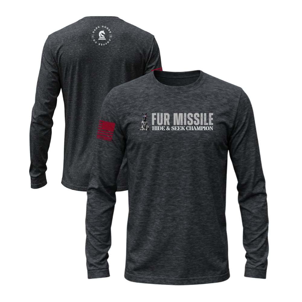 Hide & Seek Champion Charcoal Heather long sleeve tee featuring the Hide & Seek Champion design — built for cooler walks and layering.