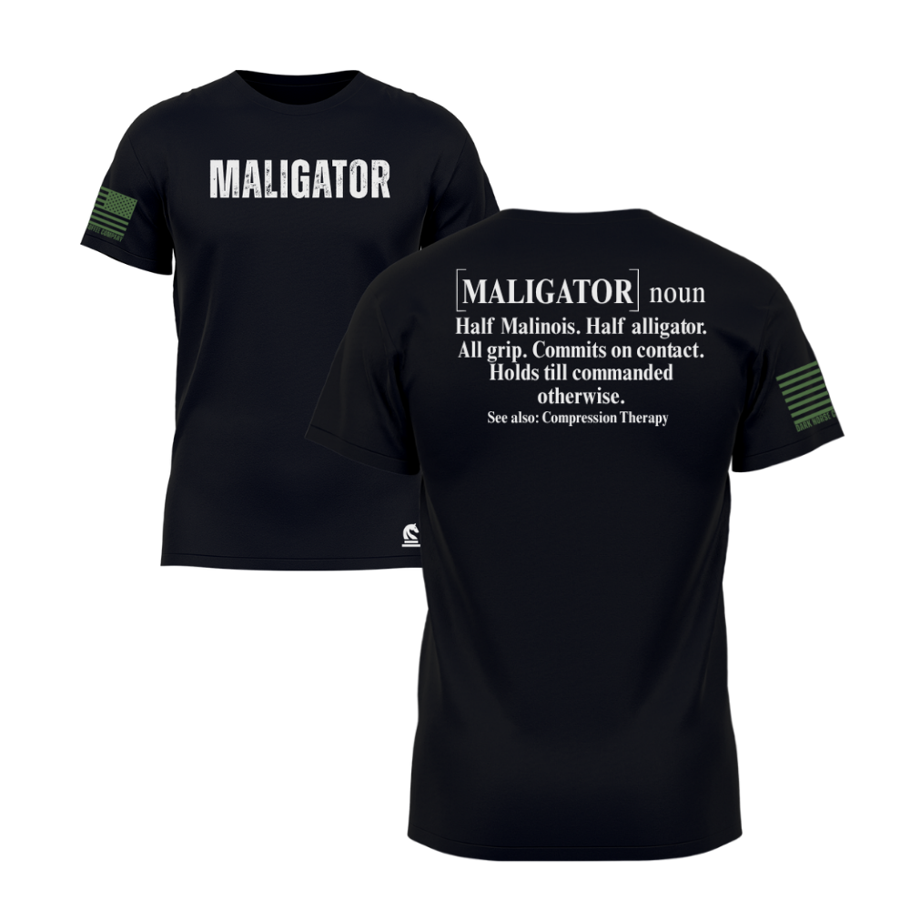 Maligator Black short sleeve tee featuring the Maligator design — a dog-lover statement piece for everyday wear.