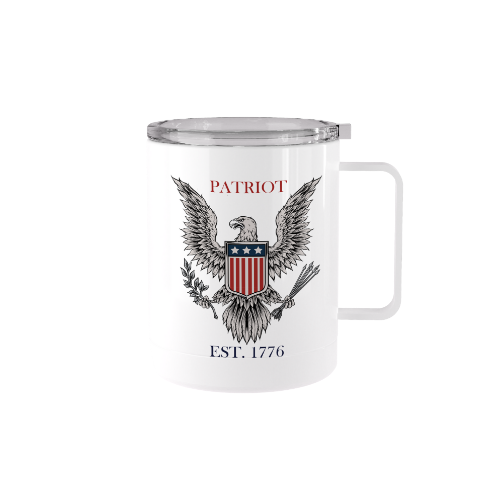 12 oz stainless steel Patriot Eagle tumbler mug with handle