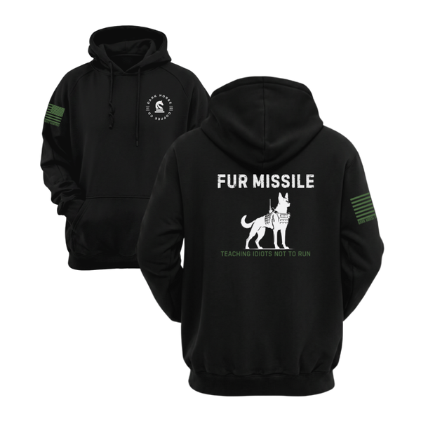Teaching Idiots Hoodie | Fur Missile Hoodie | Dark Horse Coffee Co