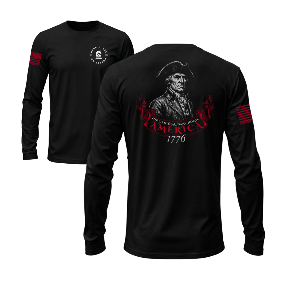 The Original Dark Horse Black long sleeve t-shirt featuring the The Original Dark Horse design — designed and printed in Florida by an American-owned small business.