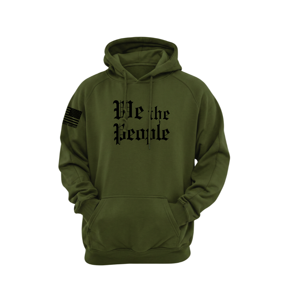We the People Military Green pullover hoodie featuring the We the People design — designed and printed in Florida by an American-owned small business.