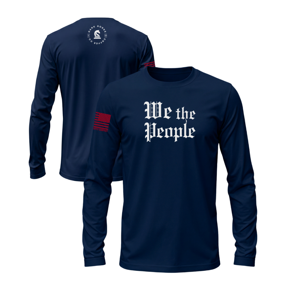 We the People Midnight Navy long sleeve t-shirt featuring the We the People design — designed and printed in Florida by an American-owned small business.