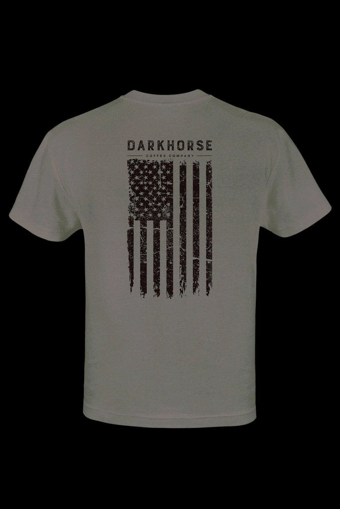 Dark Horse Coffee Company Short Sleeve Shirt - American Flag, available in Red, Grey, Military Green